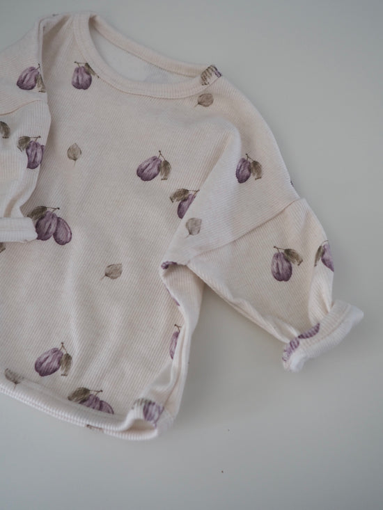 Oversize Shirt Rib Pflaume Gr. 62